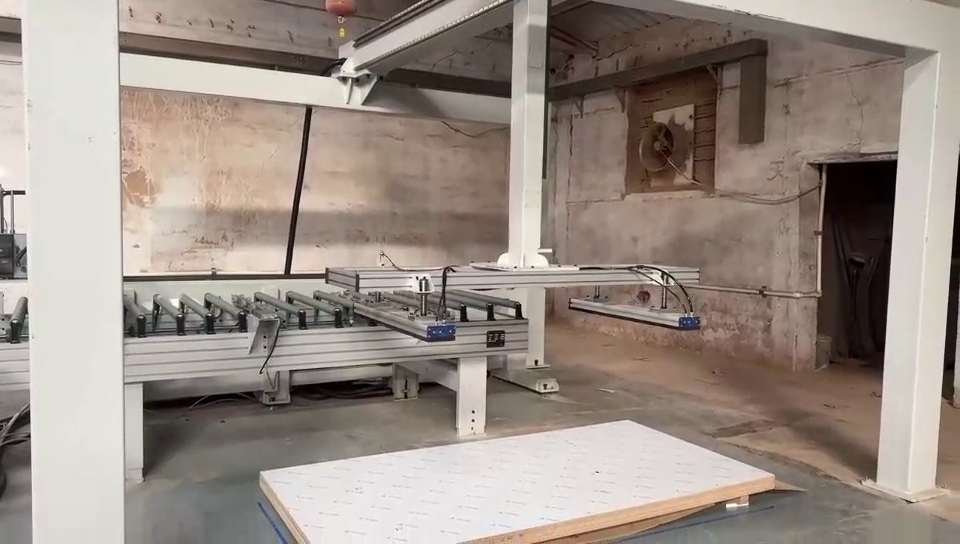 Overhead gantry crane system in production facility